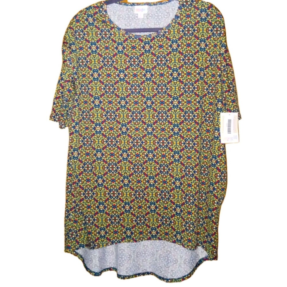 NWT LULAROE IRMA Womens Small Abstract Artsy Short Sleeve Hi-Lo Top Multicolor - Picture 11 of 12